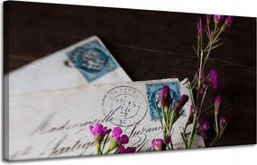 Vászonkép Levelek Lila Virágok Vintage 120x60