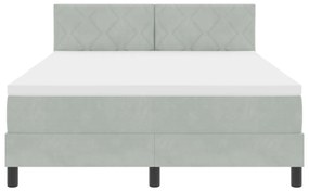 Boxspring Ágy Mattal &amp; LED Fény Világosszürke 160x200 cm Bársony