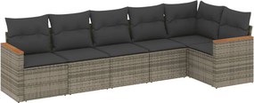 vidaXL 6 részes szürke polyrattan kerti ülőgarnitúra párnákkal