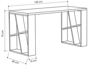 Íróasztal Honey - White, Anthracite