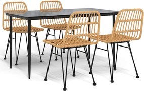 vidaXL 5 részes polyrattan kerti étkezőgarnitúra