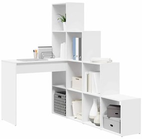 Sarokíróasztal polcokkal Fehér 101,5 x 149,5 x 149,5 cm Faanyag