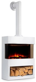 Zermatt, elektromos kandalló, 900/1800 W, lángillúzió, füstcső, fehér