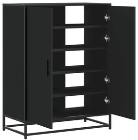 vidaXL fekete szerelt fa és fém cipőszekrény 75 x 38 x 97,5 cm