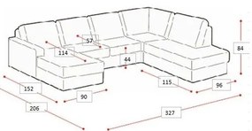 Sötétszürke sarokkanapé (bal oldali-U alakú) Hero – Scandic
