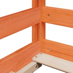 viaszbarna tömör fenyőfa ágy emelettel és tetővel 80 x 200 cm