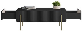 Malmi dohányzóasztal fiókokkal 100 cm - fekete matt / arany lábak