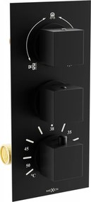 Mexen Cube termosztatikus kád-zuhany csaptelep 3 kimenettel, fekete - 77503-70