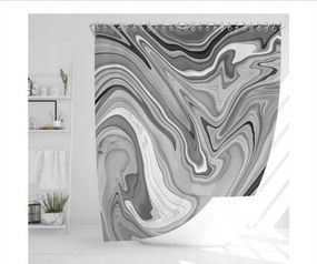 Zuhanyfüggöny textil szürke márvány mintás 180x180 cm akasztók