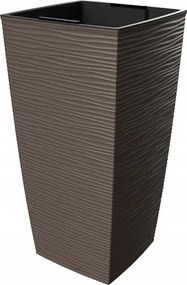 Virágtartó kaspó Aurora Barna betéttel, vízszintesen bordázott 23x23x46cm