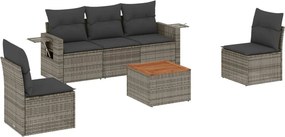 vidaXL 6 részes szürke polyrattan kerti ülőgarnitúra párnákkal