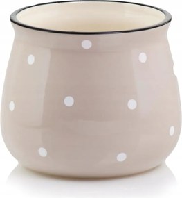 Krémszínű, pöttyös virágtartó kerámia kaspó 10 x 13 cm