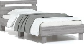 vidaXL szürke sonoma színű szerelt fa ágykeret fejtámlával 90 x 200 cm