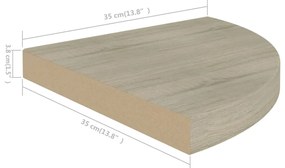 4 db tölgyszínű MDF lebegő sarokpolc 35 x 35 x 3,8 cm