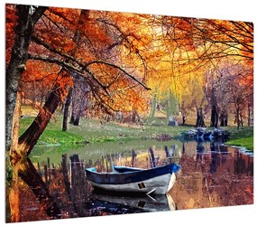 Őszi kép egy csónakkal (70x50 cm)