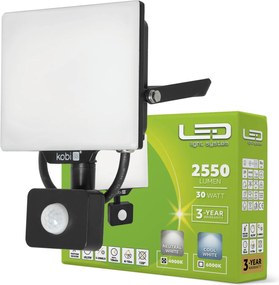 Halogén Led fényvető mozgás- és szürkületérzékelővel 30W 4000K IP54