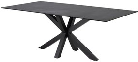 Asztal Oakland 505Szürke, Fekete, 76x100x200cm, Edzett üveg, Kerámia, Fém