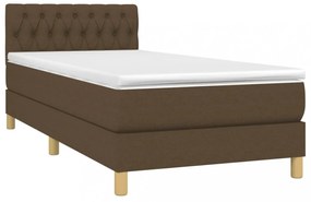 barna szövet rugós és LED-es ágy matraccal 90x200 cm