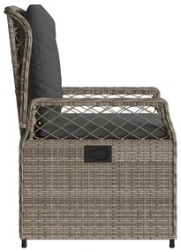 2 db szürke polyrattan dönthető kerti szék