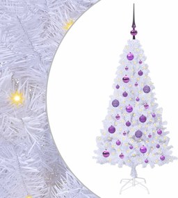 vidaXL Mű karácsonyfa 150 LED-del állvánnyal Fehér 120 cm PVC és Acél