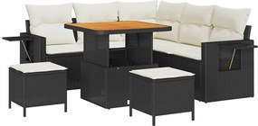 vidaXL Kerti Kanapé Szett párnával 8 pcs Fekete polirattan