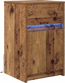 vidaXL LED Éjjeli Szekrény fiókkal Régi fa 38 x 34 x 61 cm Faanyag