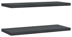 2 db fekete rozsdamentes acél fali polc 75 x 30 x 3 cm