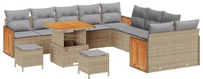 vidaXL Kerti Kanapé Szett párnával 13 pcs Beige és Világosszürke