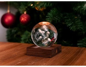 Natúr színű LED asztali lámpa üveg búrával (magasság 8 cm) Amber – Gingko
