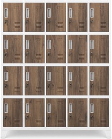 BHP szociális szekrény rekeszekkel, fehér / dió, 1360x1720x450 mm: ROBERT Eco Design