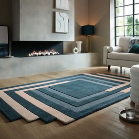 Sötétzöld kézi szövésű gyapjú szőnyeg 120x180 cm Labyrinth Shaped – Flair Rugs