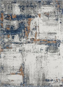 Szőnyeg nappaliba 133x190cm, plüss puha szál, krémes-kék beton mintázat