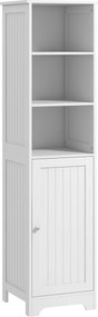 Kleankin Fürdőszoba Szekrény 3 Nyitott Polccal, 1 Szekrény Rész, Tároló Szekrény Fürdőszobába, Nappaliba, Fehér, 40 x 38 x 160 cm | Aosom