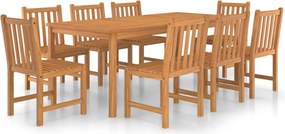 vidaXL 9 darabos tömör tíkfa kerti étkezőgarnitúra 200 x 100 cm