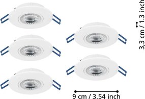 Eglo 300185 - 5 darabos LED beépíthető mennyezeti lámpa GEDREZ LED/4,9W/230V átm. 9 cm fehér