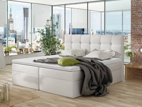 Franciaágy Boxspring Kennedy (140x200) (öko-bőr Soft 017 (fehér)). 1059302