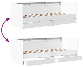 fehér kanapéágy fiókkal matrac nélkül 90x200 cm