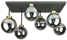 Felületre szerelhető csillár  DEA 6xE14/60W/230V fekete/arany/füstös fekete