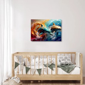 Üveg kép - Delfin festmény (70x50 cm)