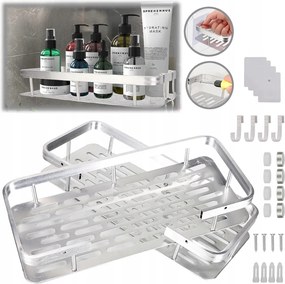 2 Db Akasztós Polc Öntapadós Loft Fali Fürdőszoba Zuhany