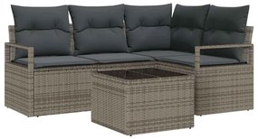 vidaXL Kanapé Szett 5 pcs Szürke polirattan