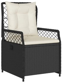3 részes fekete polyrattan kerti étkezőgarnitúra párnákkal