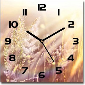 Négyzet alakú csendes üveg falióra Magas fű 30x30