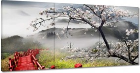 Vászonkép 120x60 Vörös híd Japánban