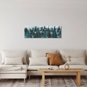 Kép - Állatok az erdőben (órával) (90x30 cm)