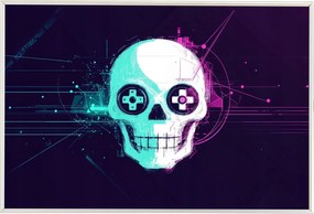 Poszter Keret Alumínium Gaming Koponya Gamer Neon Cyberpunk Pad 60x40