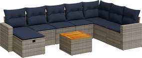 vidaXL 9 részes szürke polyrattan kerti ülőgarnitúra párnákkal