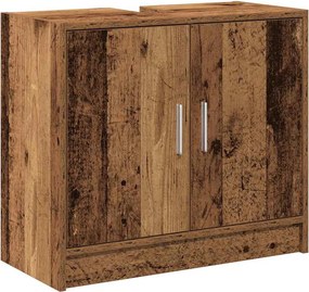 vidaXL Fürdőszoba Székény tárolóval Öreg fa 63 x 29 x 55 cm Faanyag