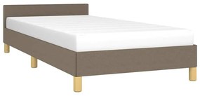 tópszínű szövet ágykeret fejtámlával matrac nélkül 80 x 200 cm