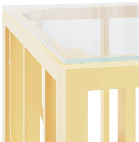 Üveg és rozsdamentes acél dohányzóasztal 110x45x45 cm